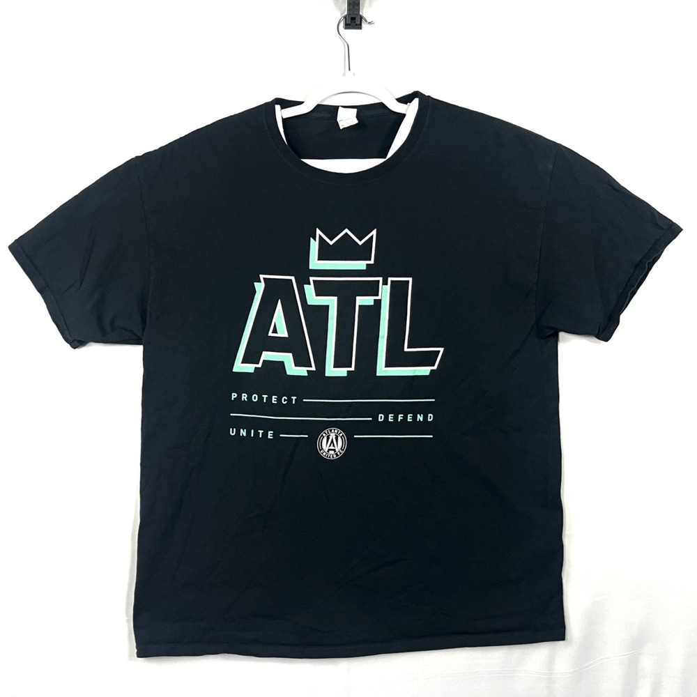 Atlanta United FC MLS Mens XL Black Protect Defend Unite Graphic T-Shirt Cotton